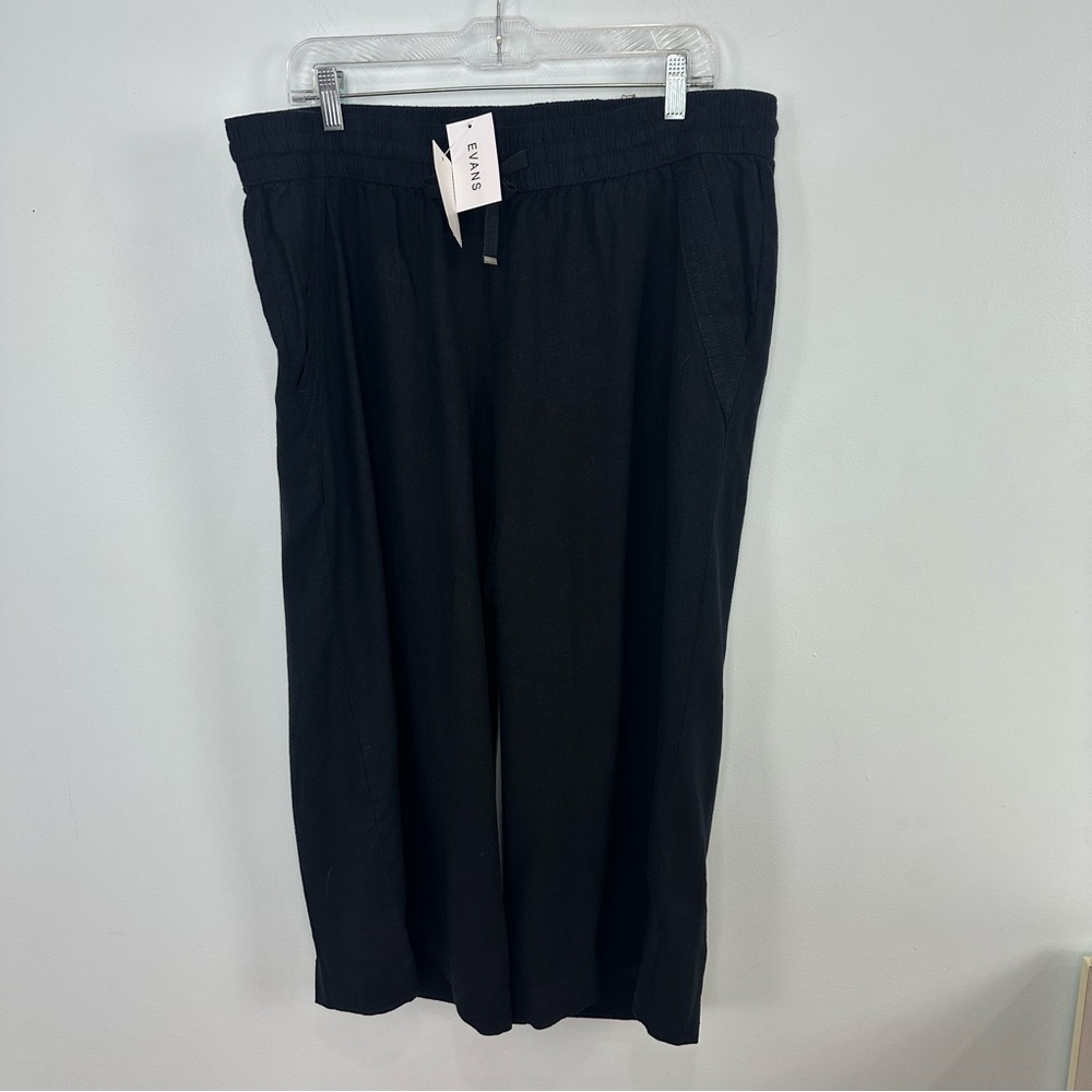 Evans by dia.com Size 18 Black Wide leg Crop Elastic Waist Pants NWT